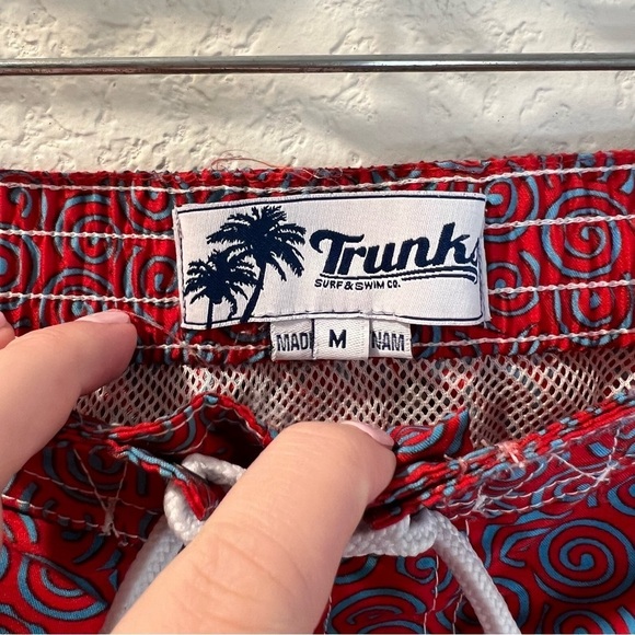 Men’s Trunks red circular printed swim trunks board shorts size medium M - Picture 5 of 6